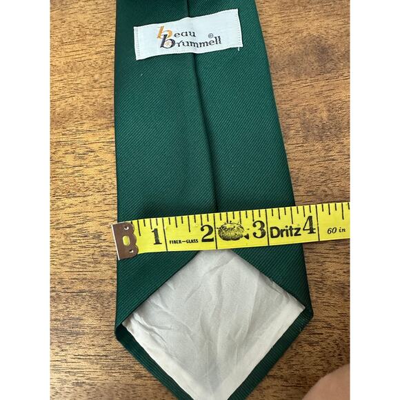 Men's Vintage 60's 70's Beau Brummel Solid Green Retro Tie 55" X 3.5" - Picture 3 of 3